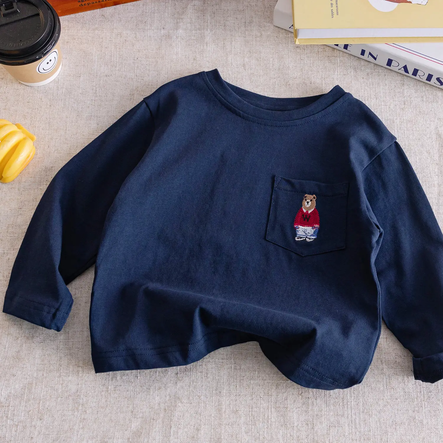 Children's Striped Long Sleeve T-Shirt Bear Print 2025 - Image 4