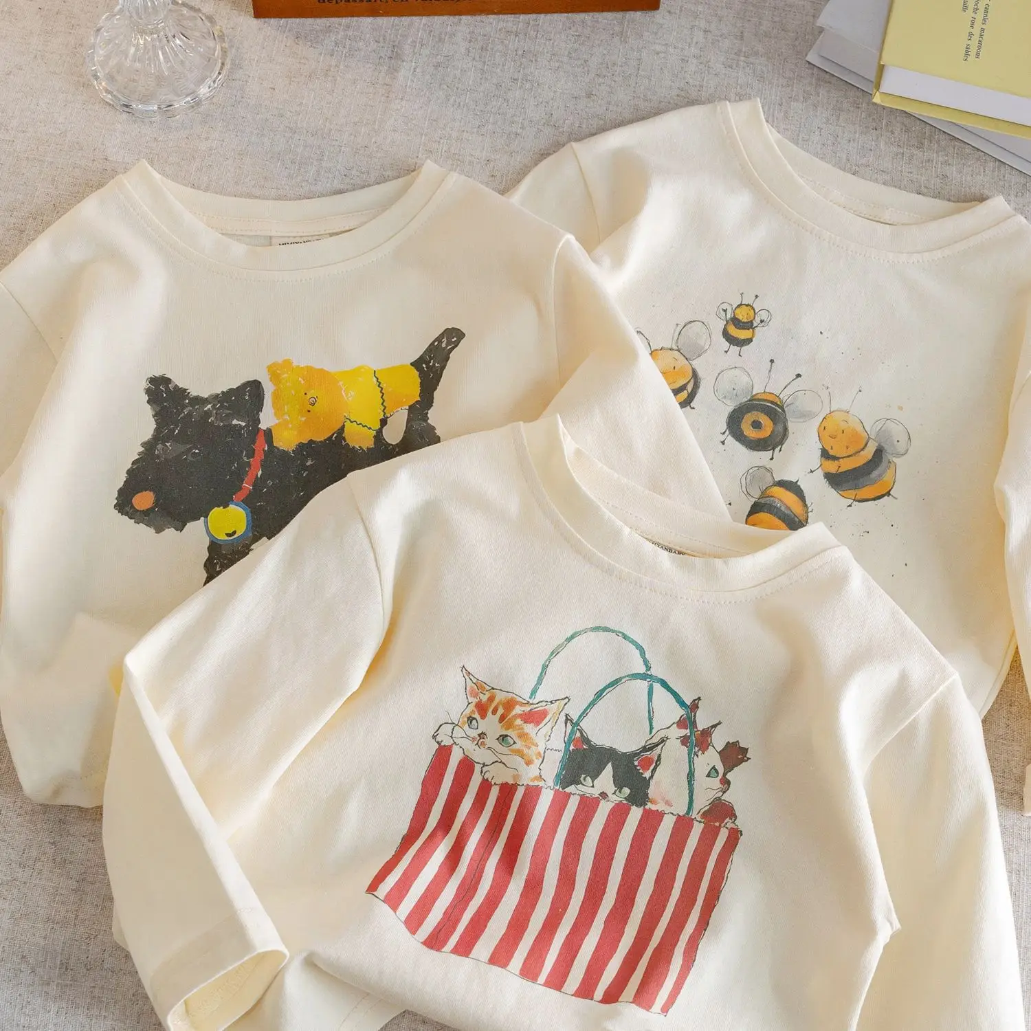 Children's Cartoon Long Sleeve T-Shirt Cream 2025 - Image 5