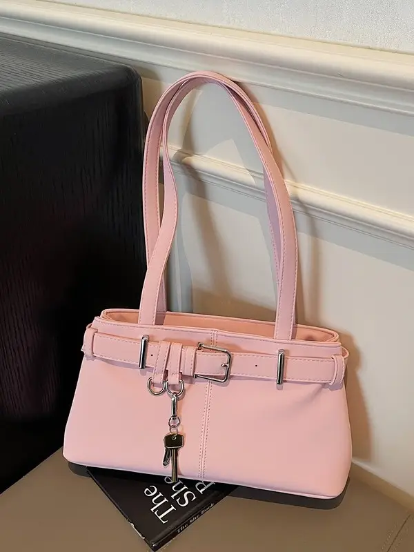 Pink Belt Buckle Shoulder Handbag for Women 2026 - Image 6