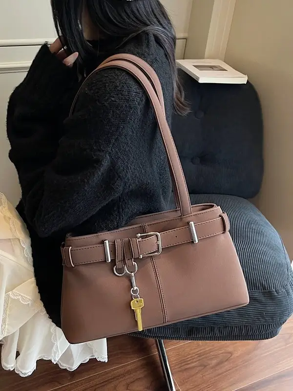 Pink Belt Buckle Shoulder Handbag for Women 2026 - Image 8