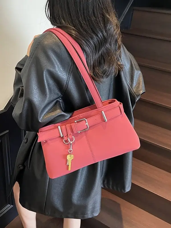 Pink Belt Buckle Shoulder Handbag for Women 2026 - Image 9