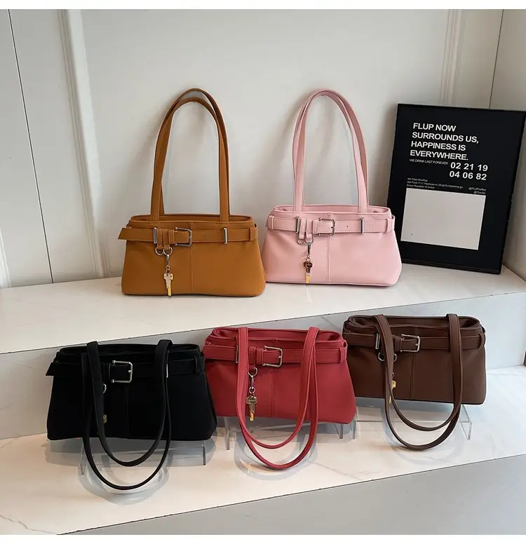 Pink Belt Buckle Shoulder Handbag for Women 2026 — feature 1