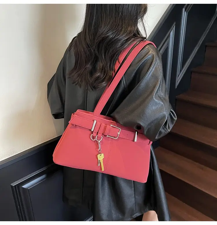 Pink Belt Buckle Shoulder Handbag for Women 2026 — feature 18