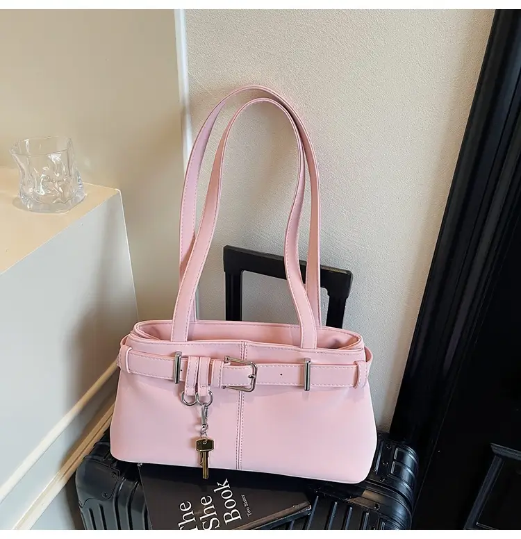 Pink Belt Buckle Shoulder Handbag for Women 2026 — feature 20