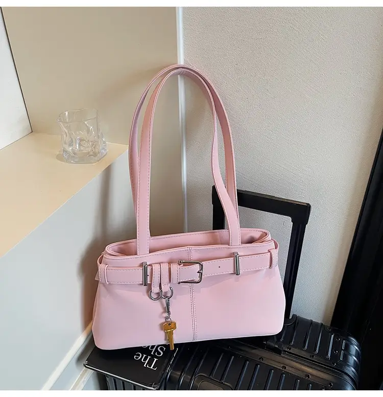 Pink Belt Buckle Shoulder Handbag for Women 2026 — feature 21