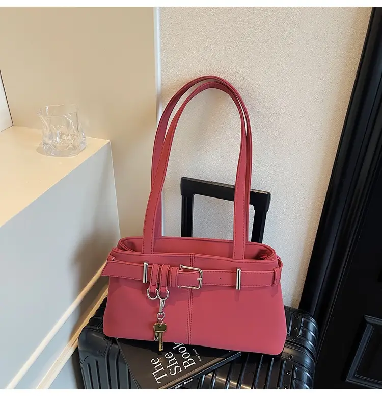 Pink Belt Buckle Shoulder Handbag for Women 2026 — feature 26
