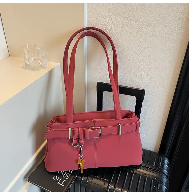Pink Belt Buckle Shoulder Handbag for Women 2026 — feature 27
