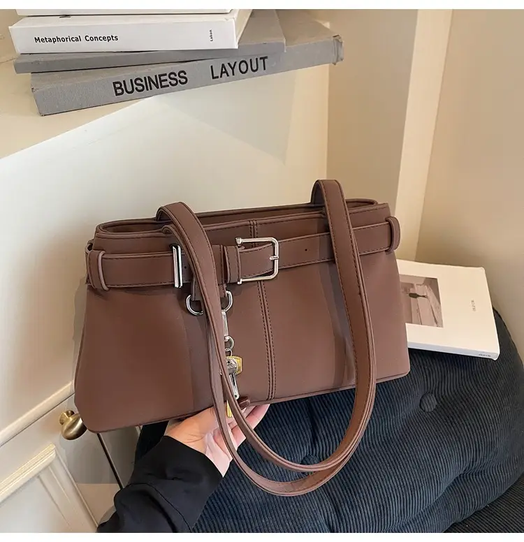 Pink Belt Buckle Shoulder Handbag for Women 2026 — feature 29