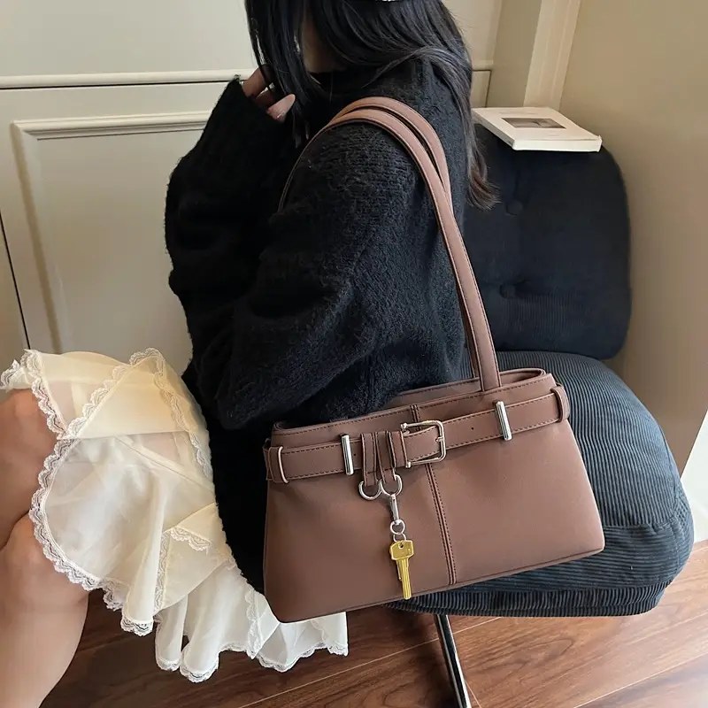 Pink Belt Buckle Shoulder Handbag for Women 2026 - Image 2