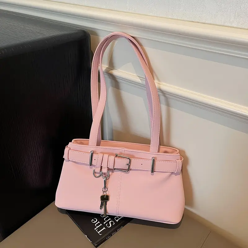 Pink Belt Buckle Shoulder Handbag for Women 2026 - Image 4