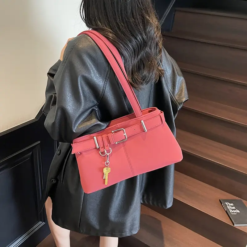 Pink Belt Buckle Shoulder Handbag for Women 2026 - Image 5