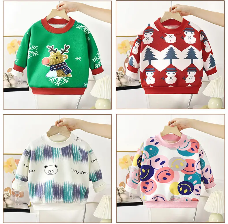 Children's Velvet T-Shirt Autumn Winter Boys Thickened Sweater — feature 16