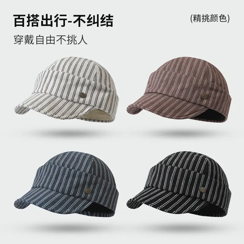Korean Style Retro Striped Face Hat for Women Spring Autumn - Image 5