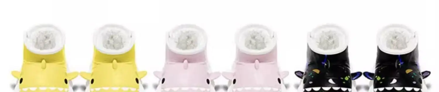 Kids Shark-Themed Cotton Boots Black White — feature 17