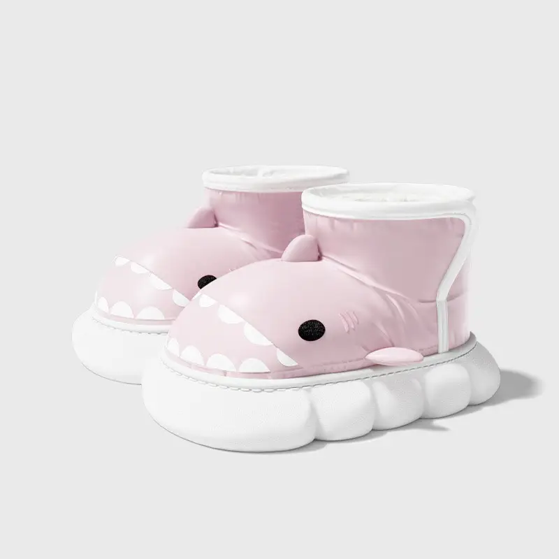 Kids Shark-Themed Cotton Boots Black White