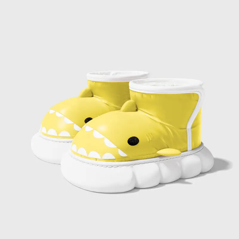 Kids Shark-Themed Cotton Boots Black White - Image 3