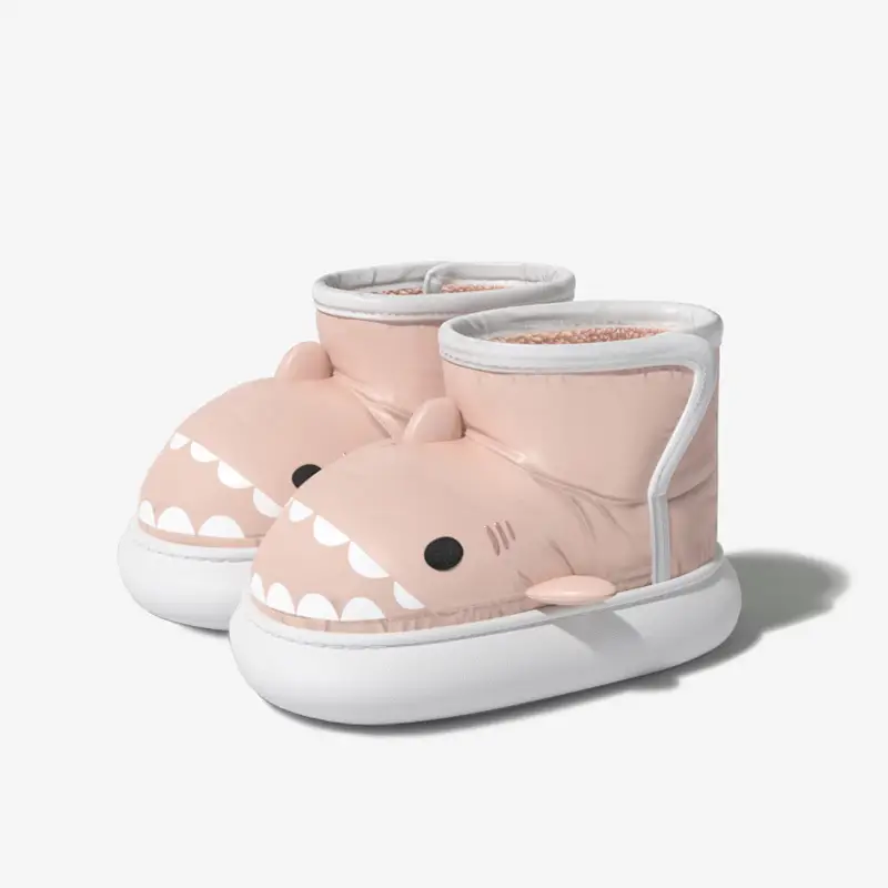 Kids Shark-Themed Cotton Boots Black White - Image 4