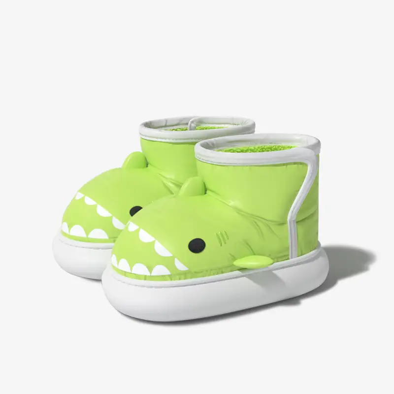 Kids Shark-Themed Cotton Boots Black White - Image 5