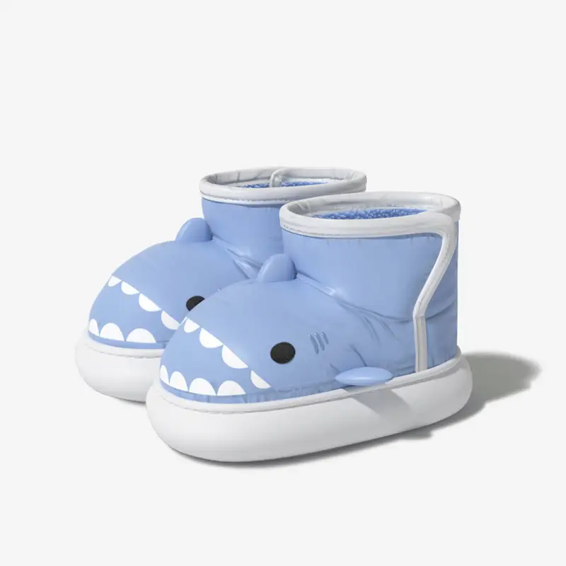 Kids Shark-Themed Cotton Boots Black White - Image 6