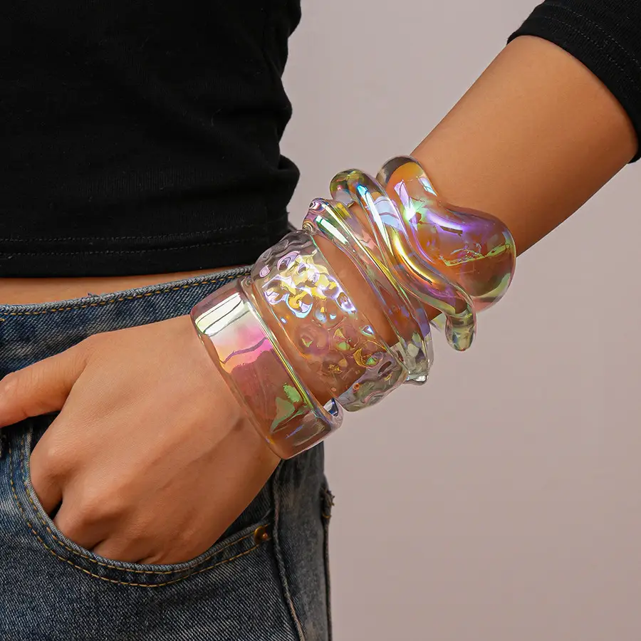 European and American Exaggerated Colorful Acrylic Geometric Irregular Bracelets Cross-Border Simple Personality Unique High-End Hand Jewelry for Women — feature 11