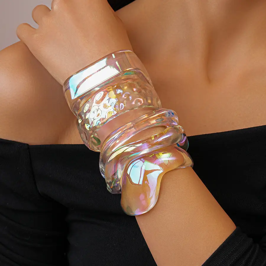 European and American Exaggerated Colorful Acrylic Geometric Irregular Bracelets Cross-Border Simple Personality Unique High-End Hand Jewelry for Women — feature 15
