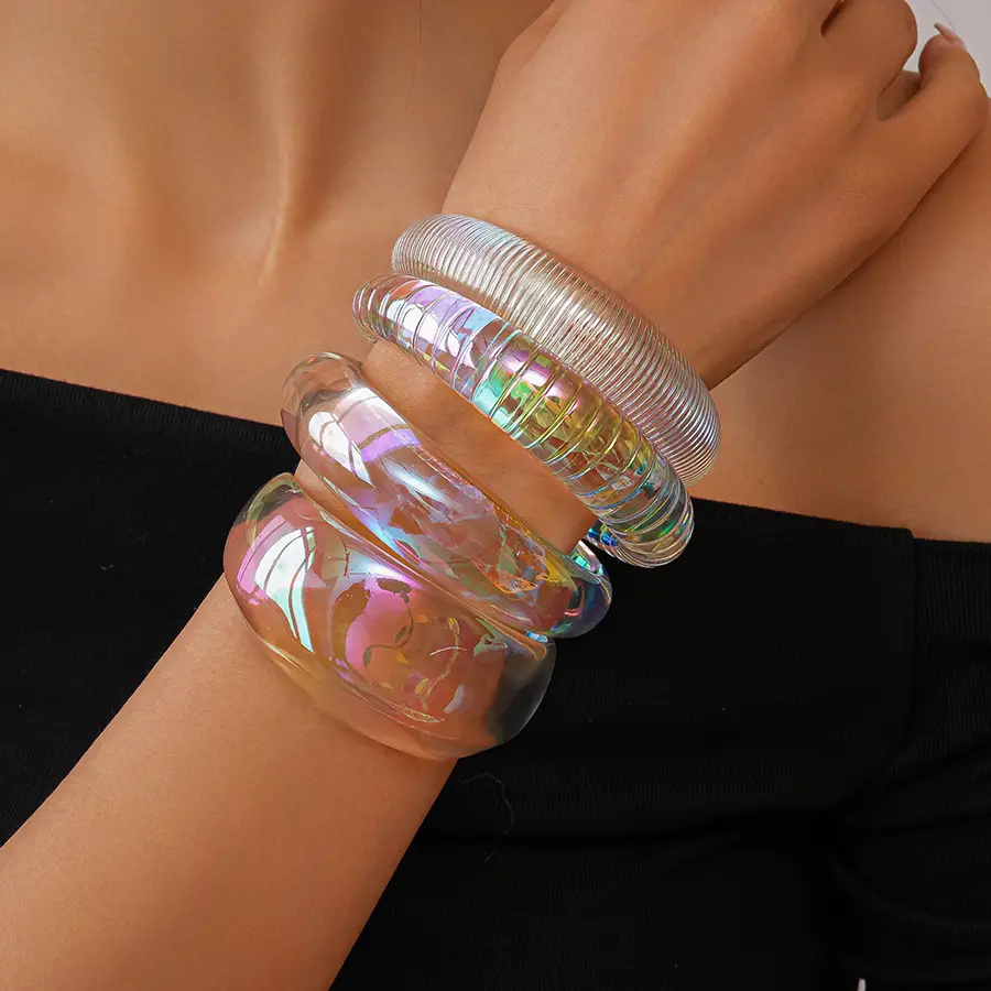 European and American Exaggerated Colorful Acrylic Geometric Irregular Bracelets Cross-Border Simple Personality Unique High-End Hand Jewelry for Women — feature 17