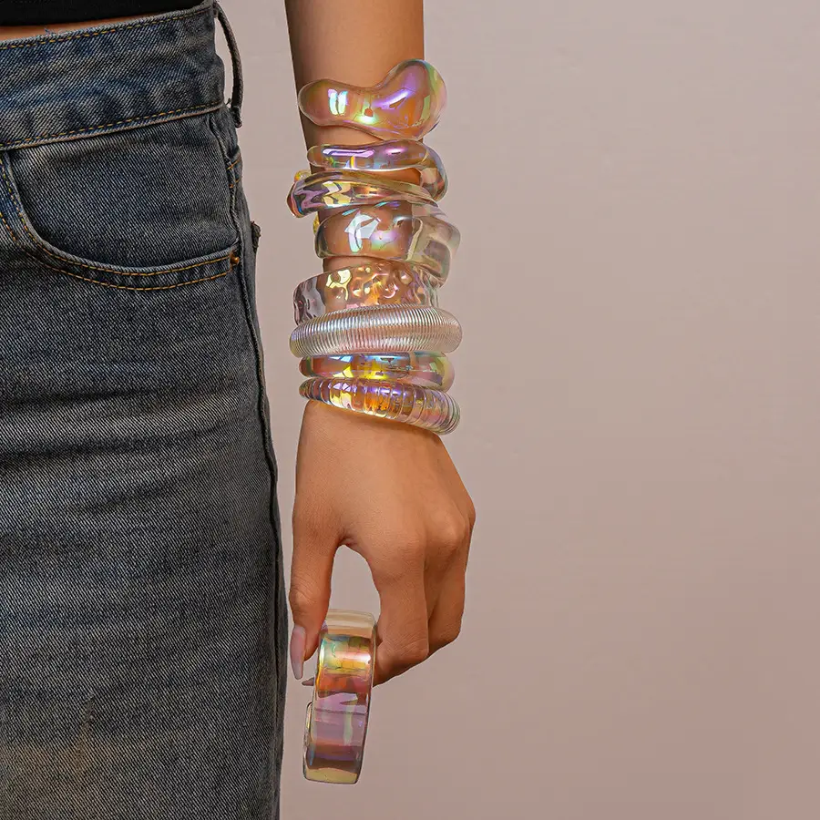 European and American Exaggerated Colorful Acrylic Geometric Irregular Bracelets Cross-Border Simple Personality Unique High-End Hand Jewelry for Women — feature 19