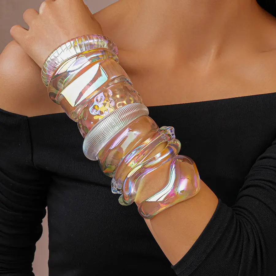 European and American Exaggerated Colorful Acrylic Geometric Irregular Bracelets Cross-Border Simple Personality Unique High-End Hand Jewelry for Women — feature 21