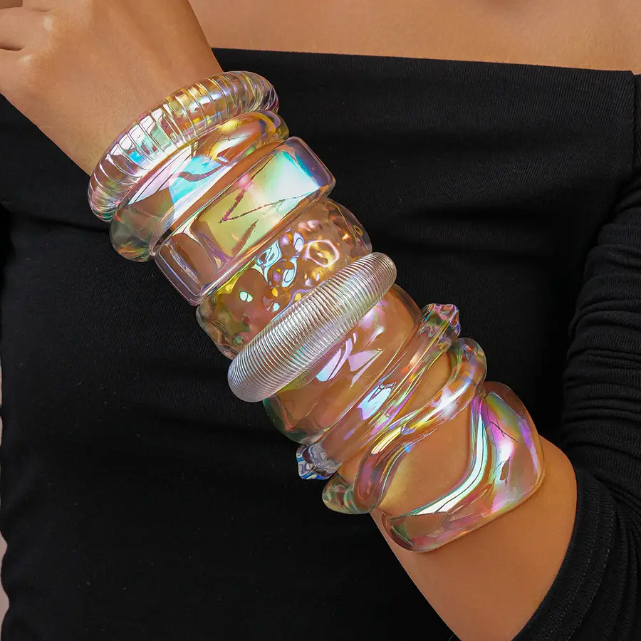 European and American Exaggerated Colorful Acrylic Geometric Irregular Bracelets Cross-Border Simple Personality Unique High-End Hand Jewelry for Women — feature 23