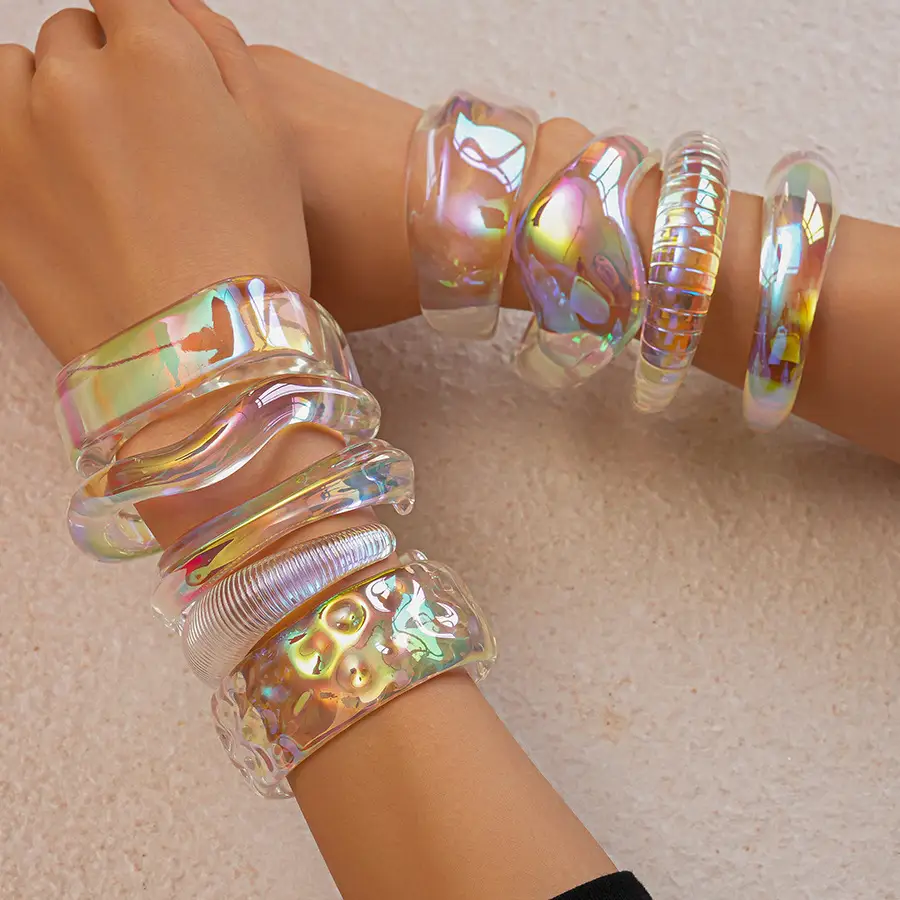 European and American Exaggerated Colorful Acrylic Geometric Irregular Bracelets Cross-Border Simple Personality Unique High-End Hand Jewelry for Women — feature 35
