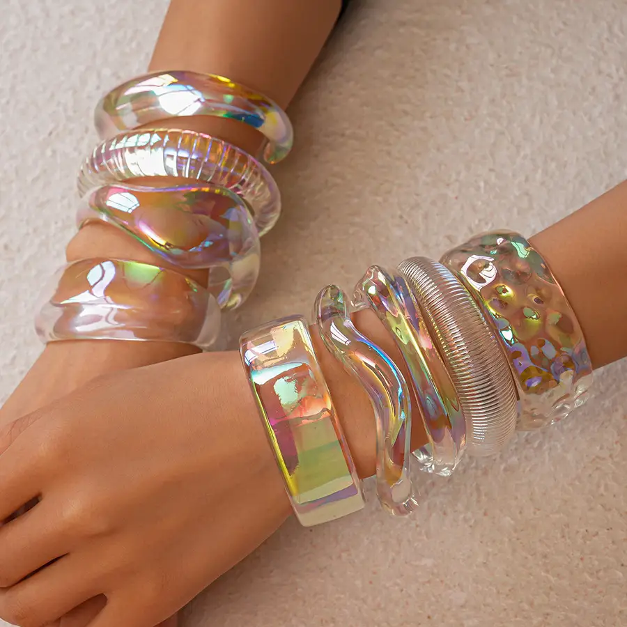 European and American Exaggerated Colorful Acrylic Geometric Irregular Bracelets Cross-Border Simple Personality Unique High-End Hand Jewelry for Women — feature 36