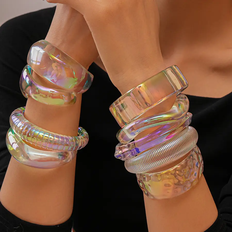 European and American Exaggerated Colorful Acrylic Geometric Irregular Bracelets Cross-Border Simple Personality Unique High-End Hand Jewelry for Women — feature 37