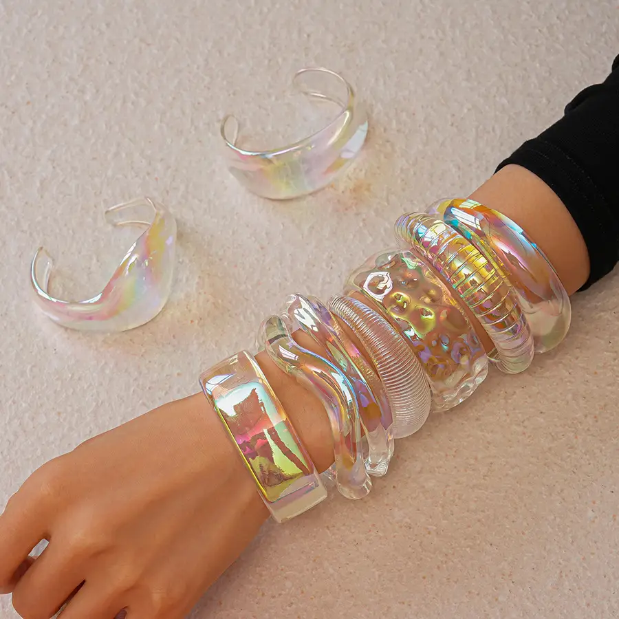 European and American Exaggerated Colorful Acrylic Geometric Irregular Bracelets Cross-Border Simple Personality Unique High-End Hand Jewelry for Women — feature 38