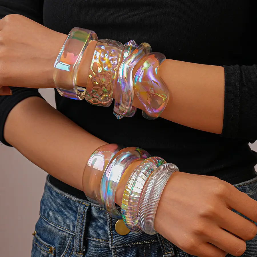 European and American Exaggerated Colorful Acrylic Geometric Irregular Bracelets Cross-Border Simple Personality Unique High-End Hand Jewelry for Women — feature 7