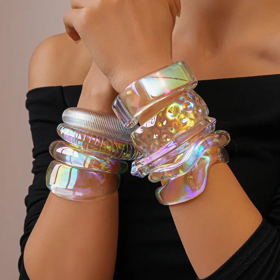 European and American Exaggerated Colorful Acrylic Geometric Irregular Bracelets Cross-Border Simple Personality Unique High-End Hand Jewelry for Women — feature 9