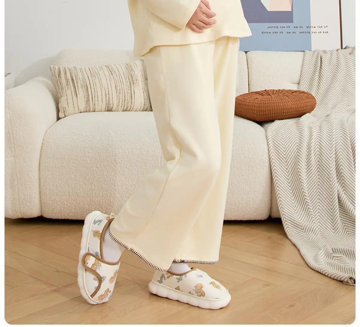 Women Cotton Closed-Toe Slippers with Thick White Soles — feature 16