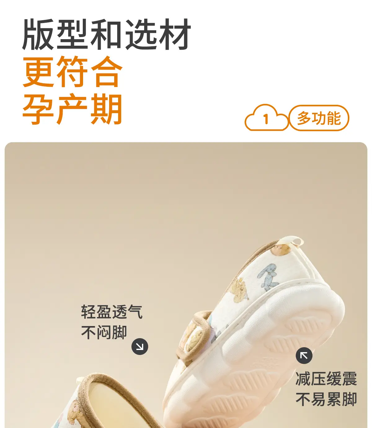 Women Cotton Closed-Toe Slippers with Thick White Soles — feature 6