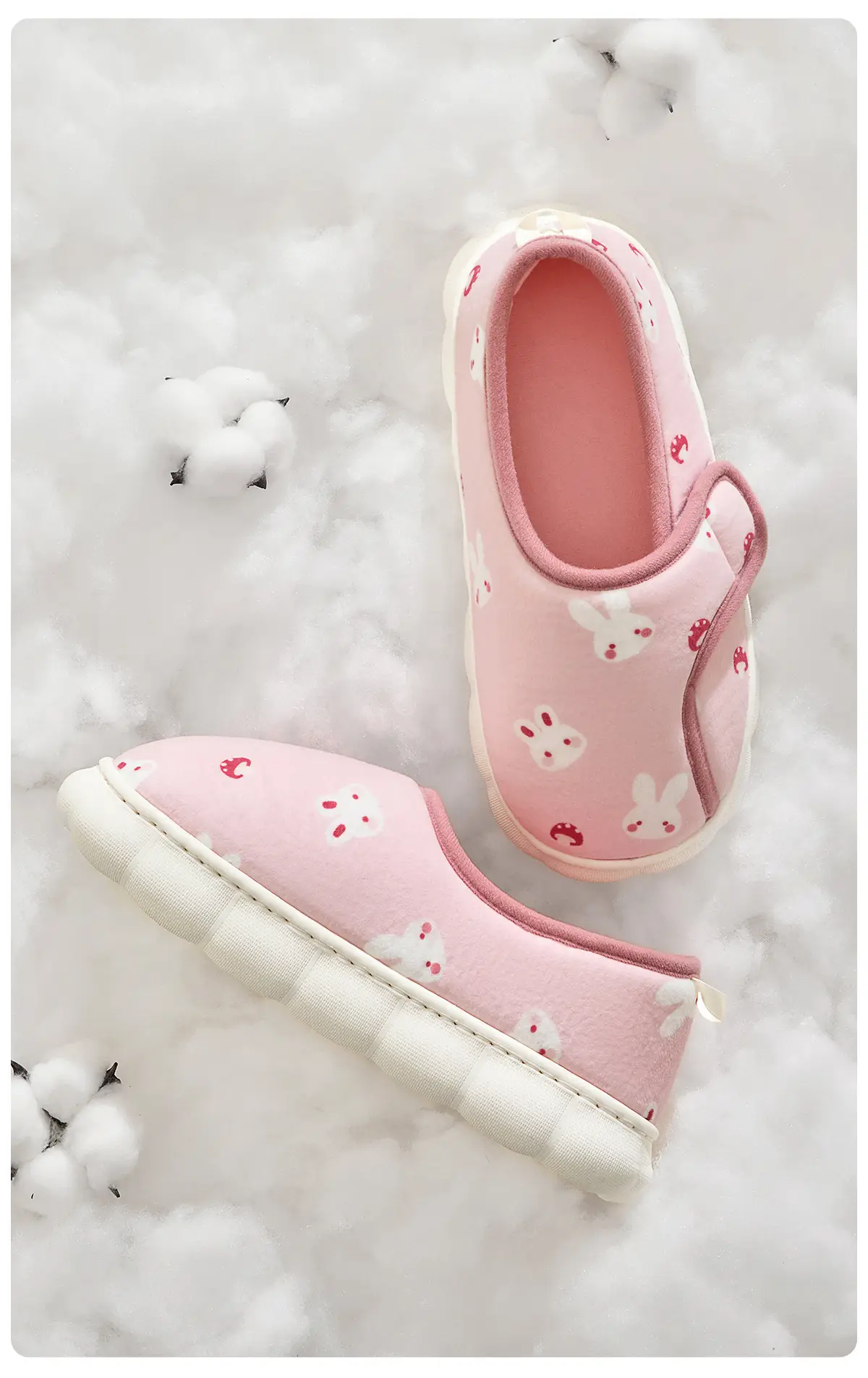 Women Cotton Closed-Toe Slippers with Thick White Soles — feature 8