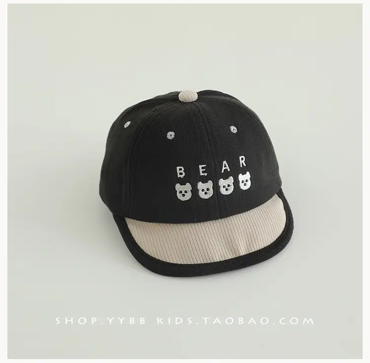 Baby Bear Print Baseball Cap Beige Brown Winter Windproof — feature 10