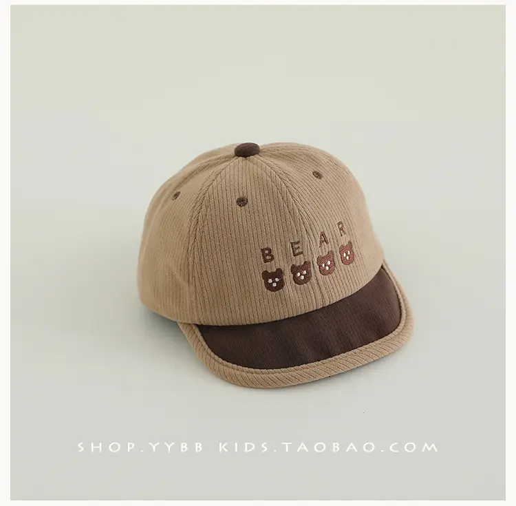 Baby Bear Print Baseball Cap Beige Brown Winter Windproof — feature 11