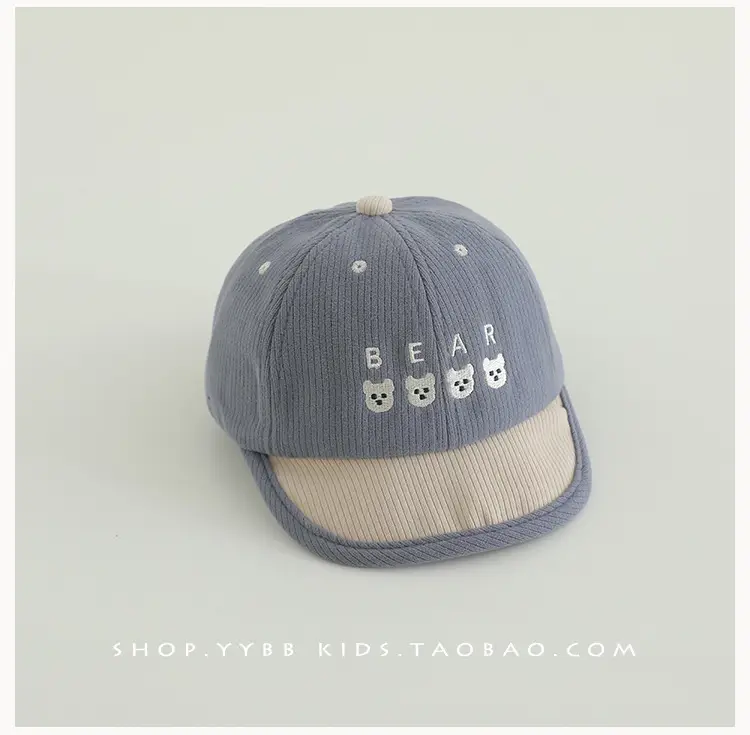 Baby Bear Print Baseball Cap Beige Brown Winter Windproof — feature 12