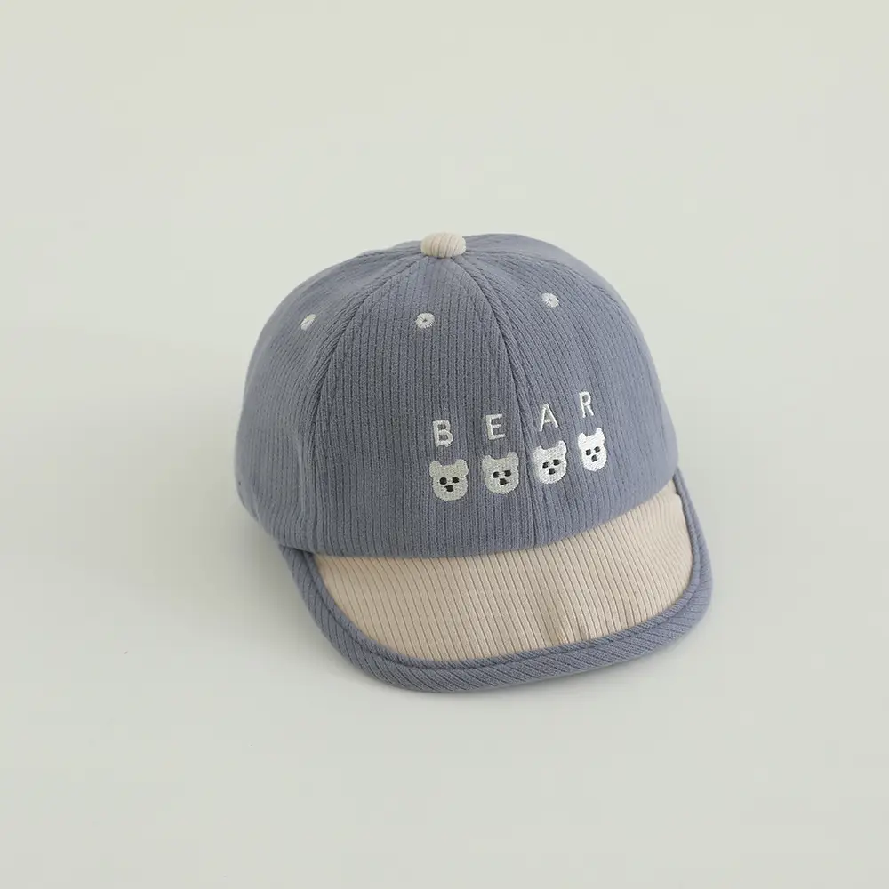 Baby Bear Print Baseball Cap Beige Brown Winter Windproof - Image 4