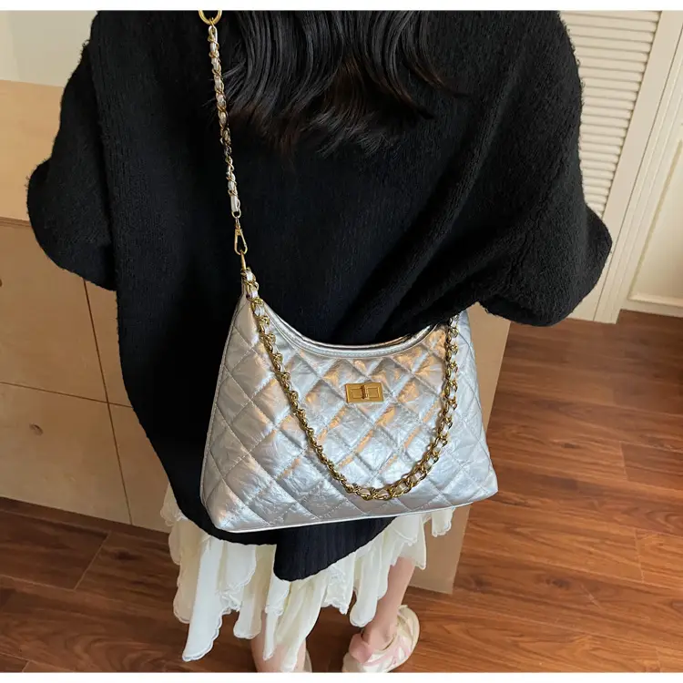 Silver Quilted Chain Tote Bag for Women 2026 — feature 11