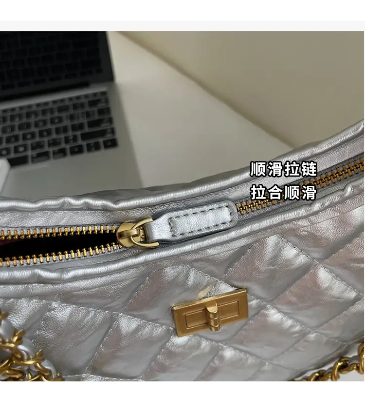 Silver Quilted Chain Tote Bag for Women 2026 — feature 5