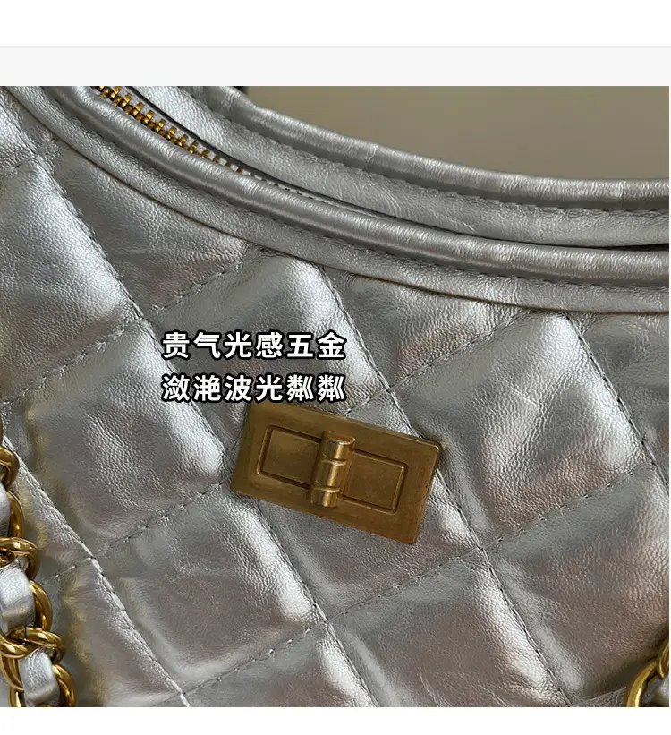 Silver Quilted Chain Tote Bag for Women 2026 — feature 6