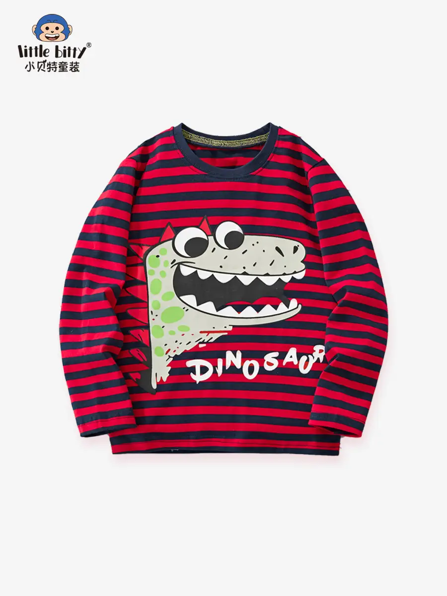 Kids Striped Cotton T-Shirt Boys Autumn Winter - Image 3