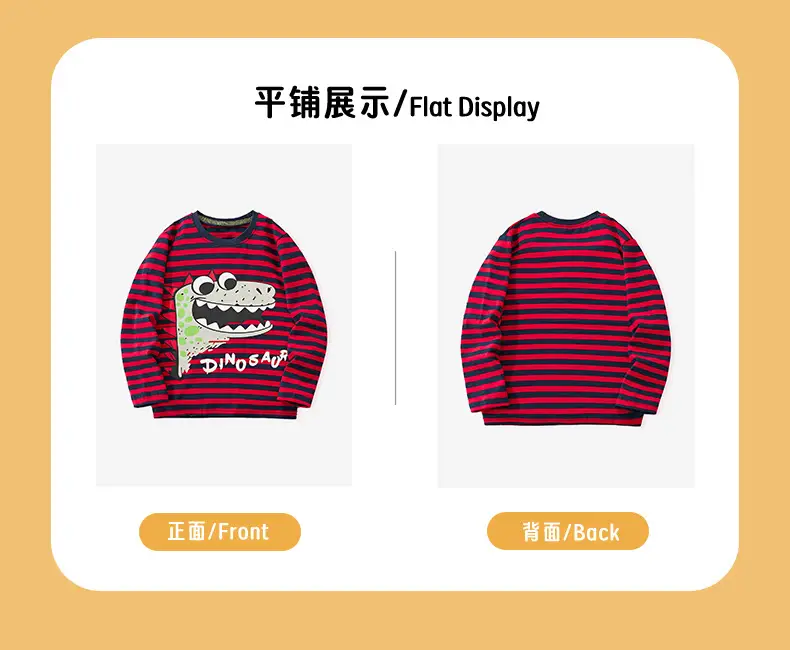 Kids Striped Cotton T-Shirt Boys Autumn Winter — feature 5