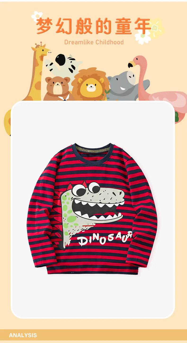 Kids Striped Cotton T-Shirt Boys Autumn Winter — feature 7