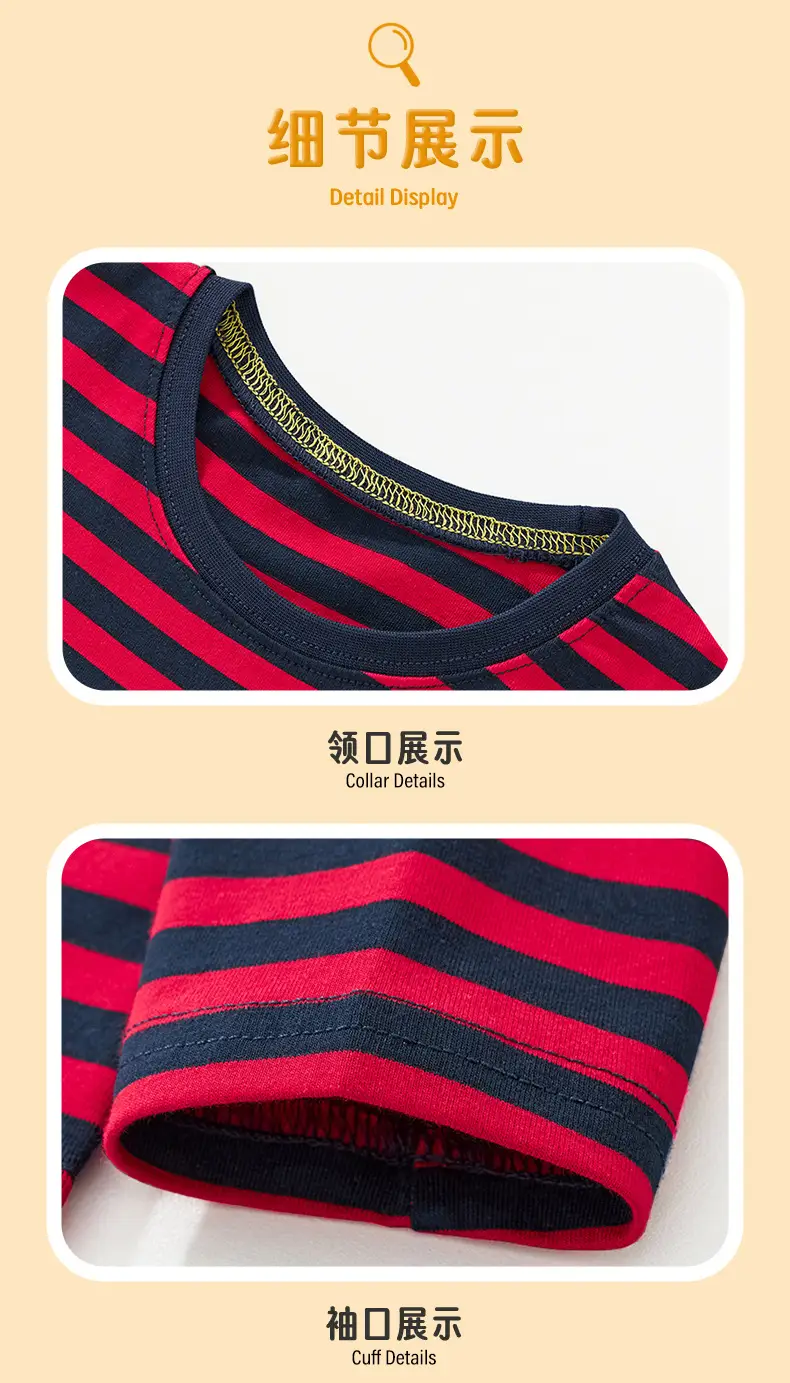 Kids Striped Cotton T-Shirt Boys Autumn Winter — feature 9