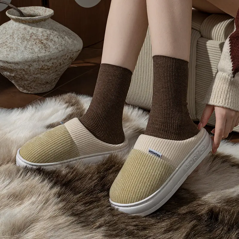 Women's Autumn and Winter Indoor Home Bedroom Plush Thick-Soled Warm Comfortable Cotton Slippers with a Stepping-On-Clouds Feel - Image 7